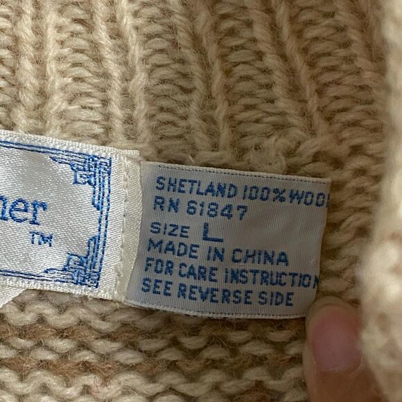 J. Christopher Knit Cardigan Sweater Button Down Women's Size L Biege High Neck - Picture 11 of 12